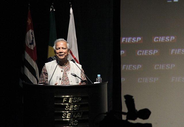 Yunus: sucesso na reunião extraordinária do Comitê de Jovens Empreendedores. Foto: Junior Ruiz/Fiesp