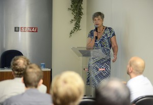 Barbara Staib, representante do governo de Berlim, fez um convite ao Senai-SP para visitar a capital alemã. Em pauta, a possibilidade de projetos de cooperação. Foto: Helcio Nagamine/Fiesp Imagem relacionada a matéria - Id: 1550414719